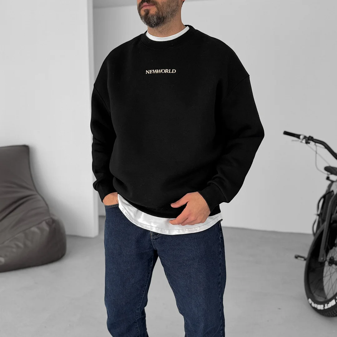 Ethnic Letter Print Casual Oversized Sweatshirt