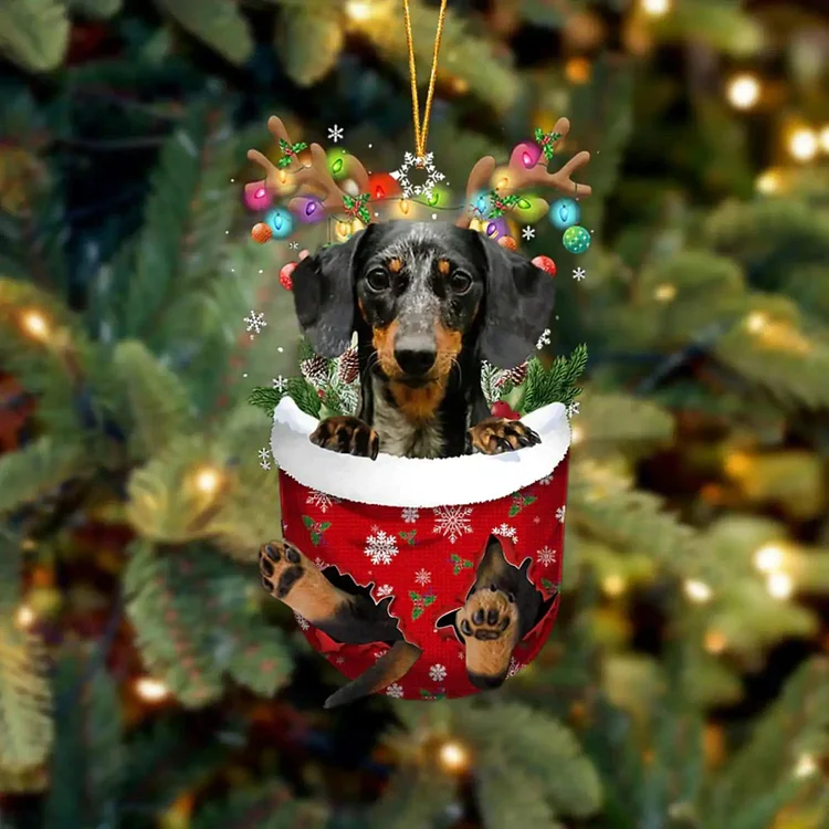 Dapple Dachshund Acrylic Christmas Tree Ornament