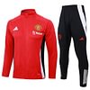Joyfball 2024/2025 Manchester United Long Zipped Jacket Red Football Jersey 1:1 Thai Quality