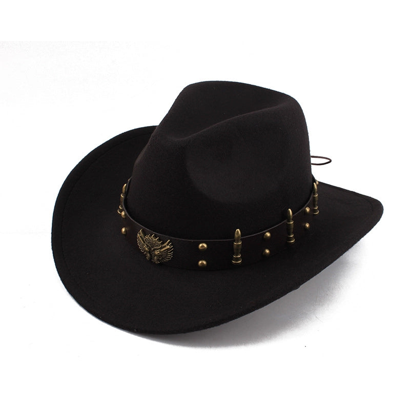 Ethnic Style Topper Hat Western Cowboy Hat Tibetan Tibetan Performance Hat Woolen Hat Central Retro Woolen Hat