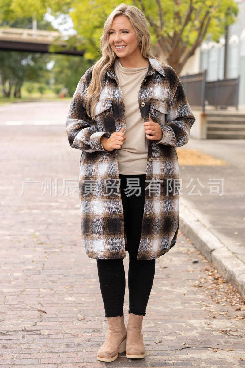 Toloer Ms.Ins Square Wool Medium Long Double Bag Lapel Coat Coat-Outfit Ideas