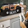 Wooden Pet Snack Storage Box with 3 Plastic Treat Jar Dog Food Storage Holder