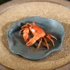 Purple Clay Pot Tea Pet Handmade Creative Crab Tea Pet Decoration Color-changing Crab He Leaf Base Home Decoration