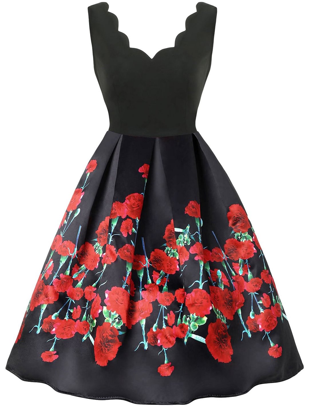 1950s Retro Style Floral Sleeveless Aline Dress