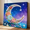 DIY Pearl Painting Moon in the Lake for Home Decor with Frame(25x25cm)