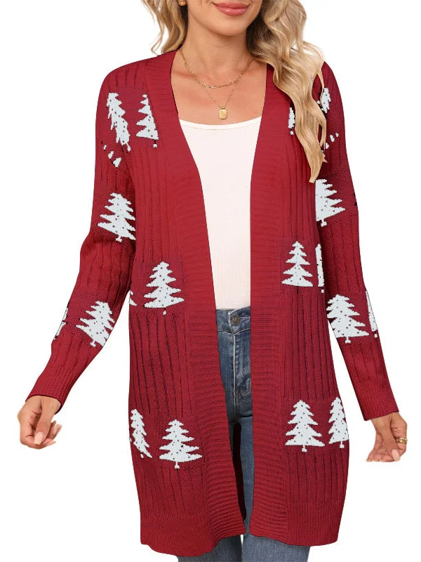 Athvotar Athvotar And Winter New Sweater Women's Knitted Loose Christmas Cedar Embroidered Cardigan Jacket