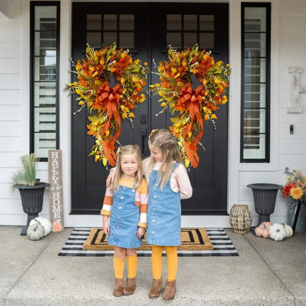 Autumn outdoor bow garland decoration