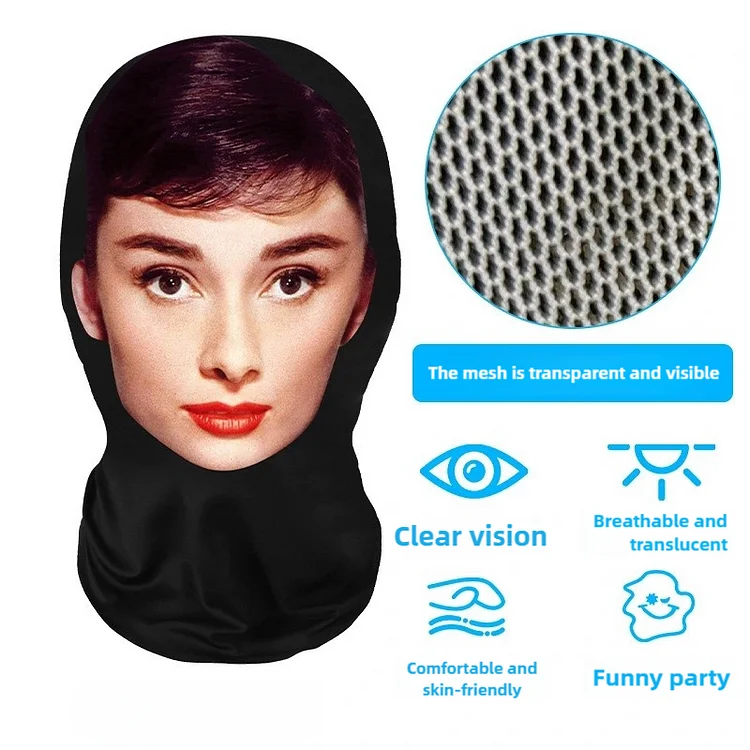 3D Spoof Face Simulation Headgear-Audrey Hepburn