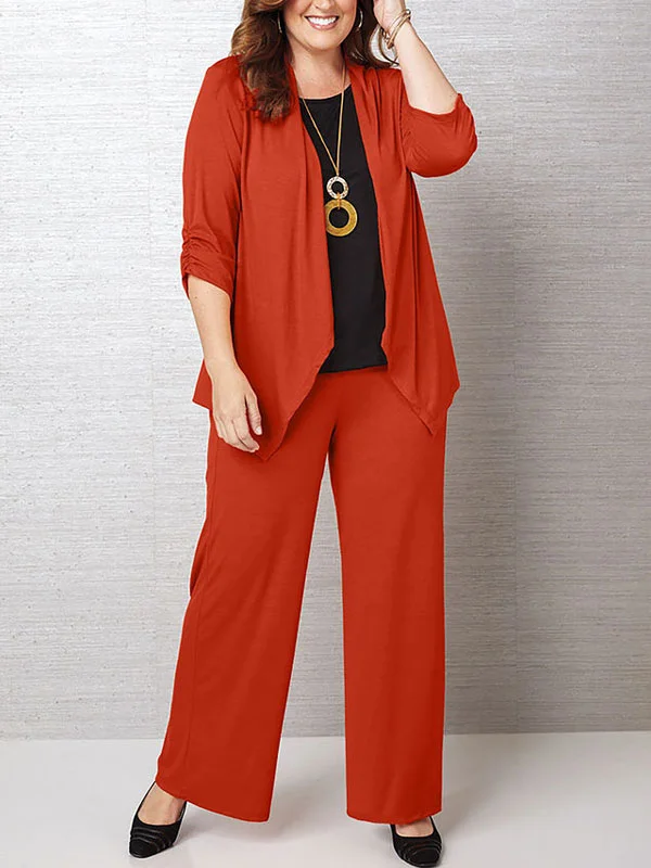 Pure color simple daily lady suit
