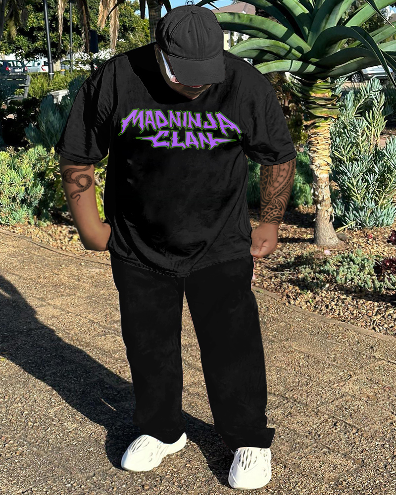 Gothic Plus Size Madninja Clan Casual Two-piece Set