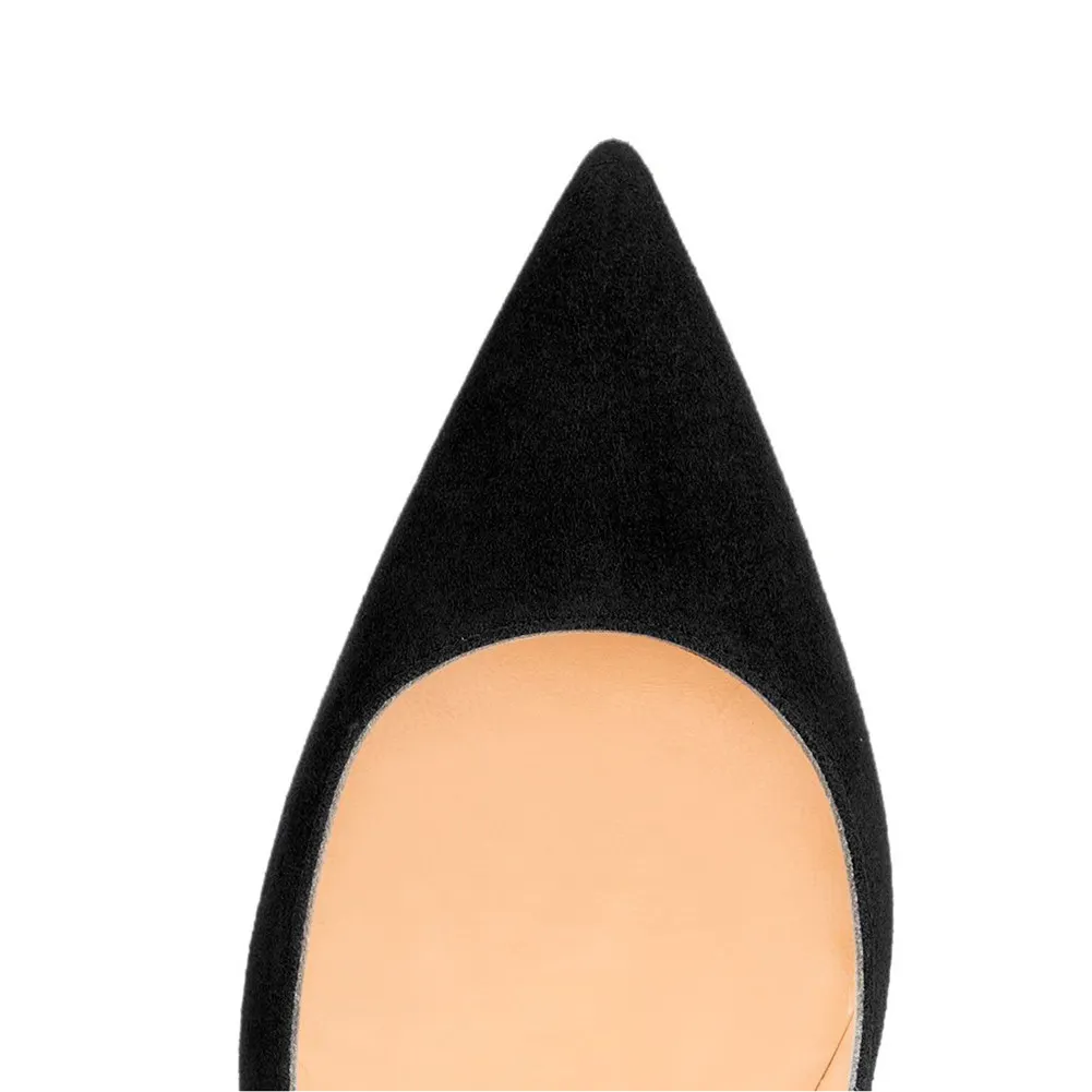 120mm Women's Classic Closed Pointed Toe Bridal Wedding Party Pumps Black Suede-vocosishoes