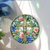 5D Diamond Painting Double Sided Effect  Stained Glass Panel Decorative Home Garden Decoration Hanging Kit(Cross)