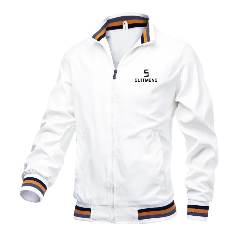 Suitmens Men's White Lightweight Track Jacket 01
