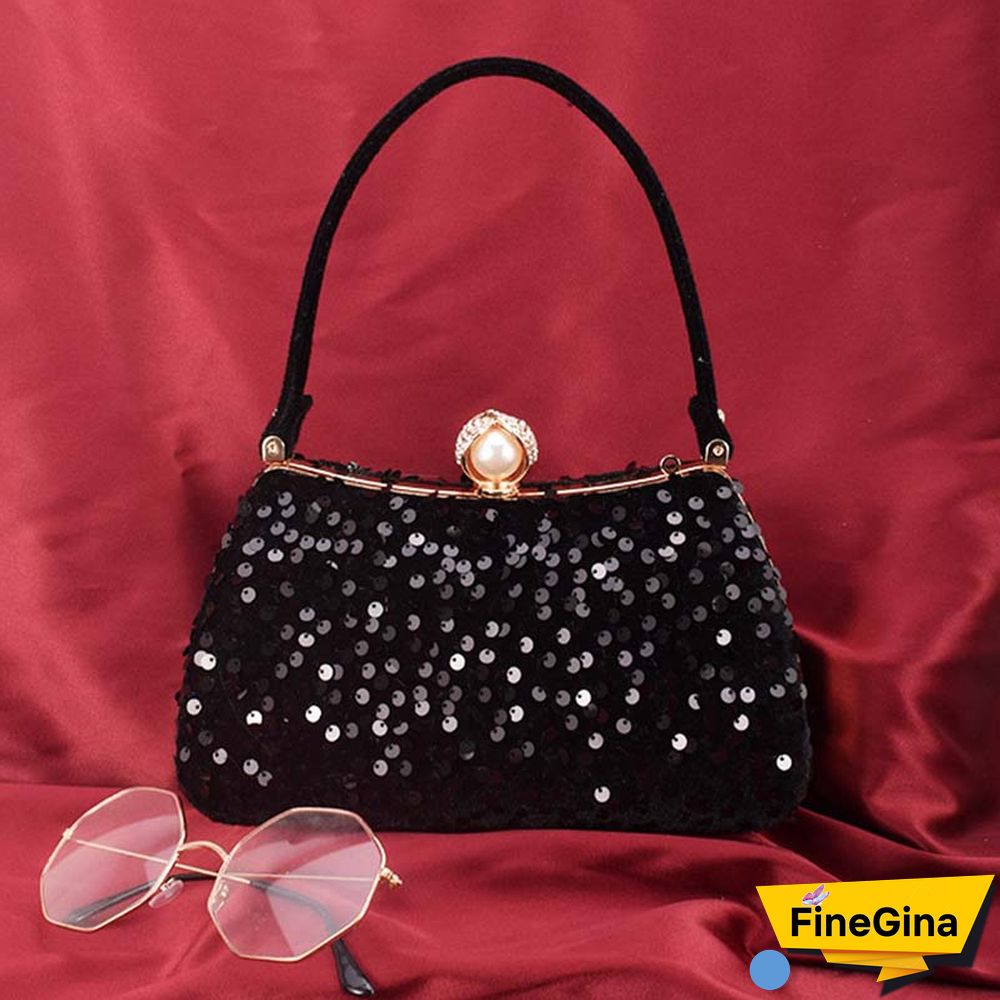 Black Formal Patchwork Sequins Bags