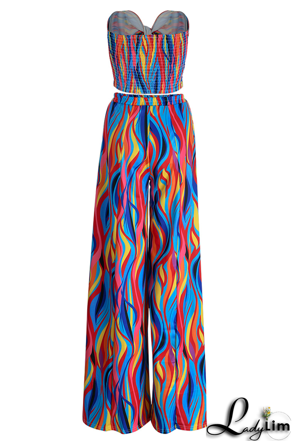Colour Sexy Print Patchwork Strapless Sleeveless Two Pieces