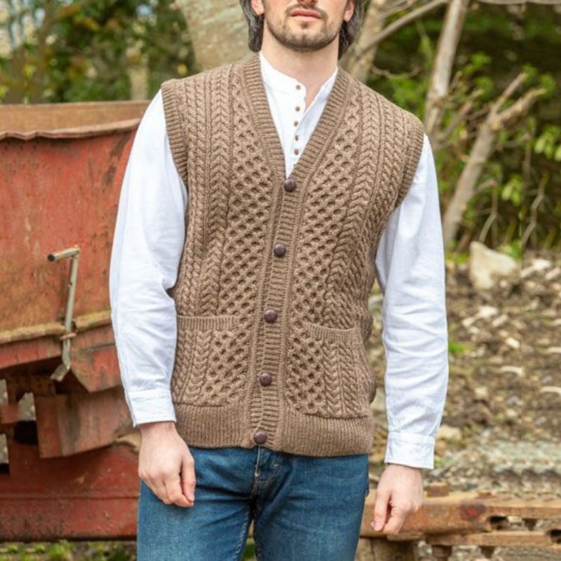 Loose wool knitted vest