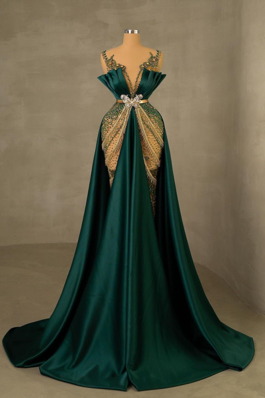 Heavy Emerald Green Mermaid Prom Dress Spaghetti Strap With Sleeveless Long YL0282