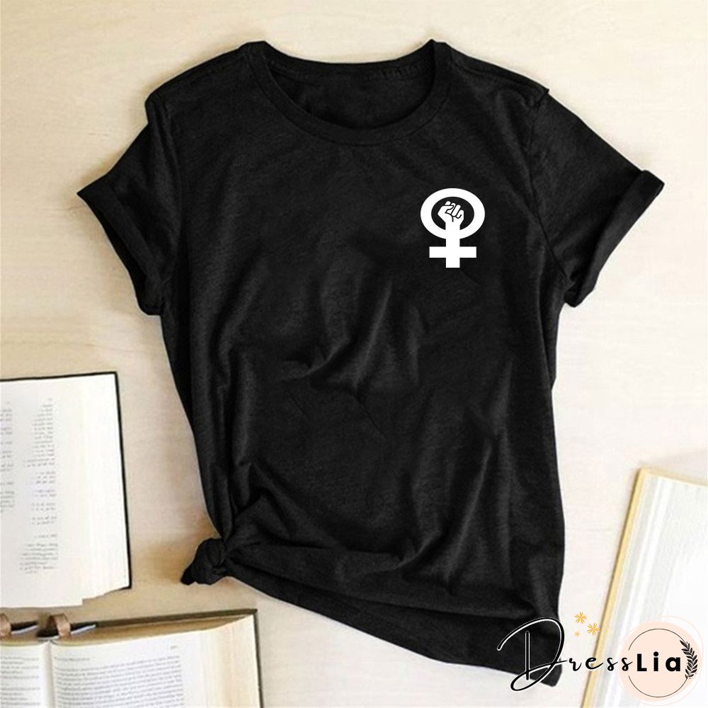 Feminist Women Tshirt Fist Chest Label Print Casual Funny Summer T ShirtFor Lady Girl Tops Tees Hipster Drop Ship Clothes