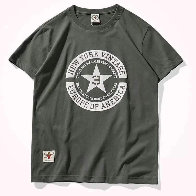 American Casual Washed Brushed Short-Sleeved T-Shirt