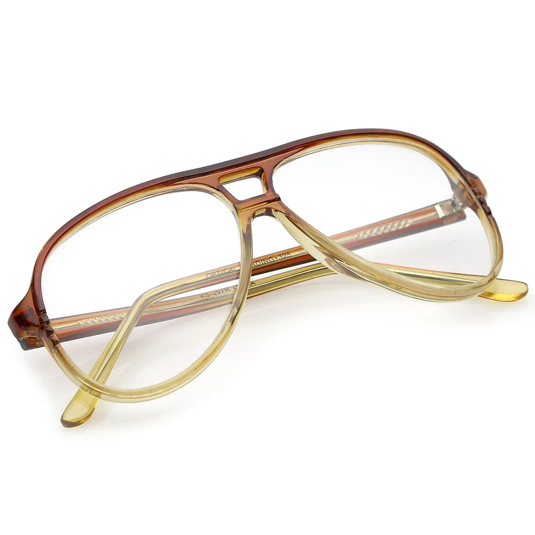 Retro Transparent Flat Top Teardrop Clear Lens Aviator Eyeglasses 56mm