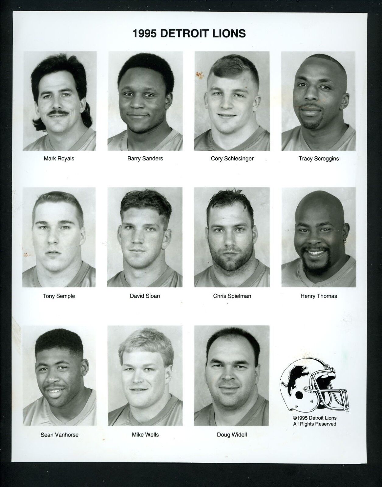 Detroit Lions 1995 Team Issued Press Photo Poster painting Barry Sanders Chris Speilman