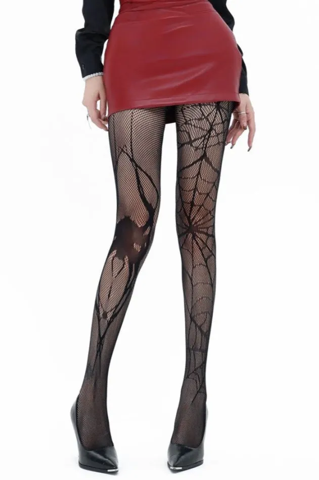 Edgy Goth Spiderweb Y2K Fishnet Tights
