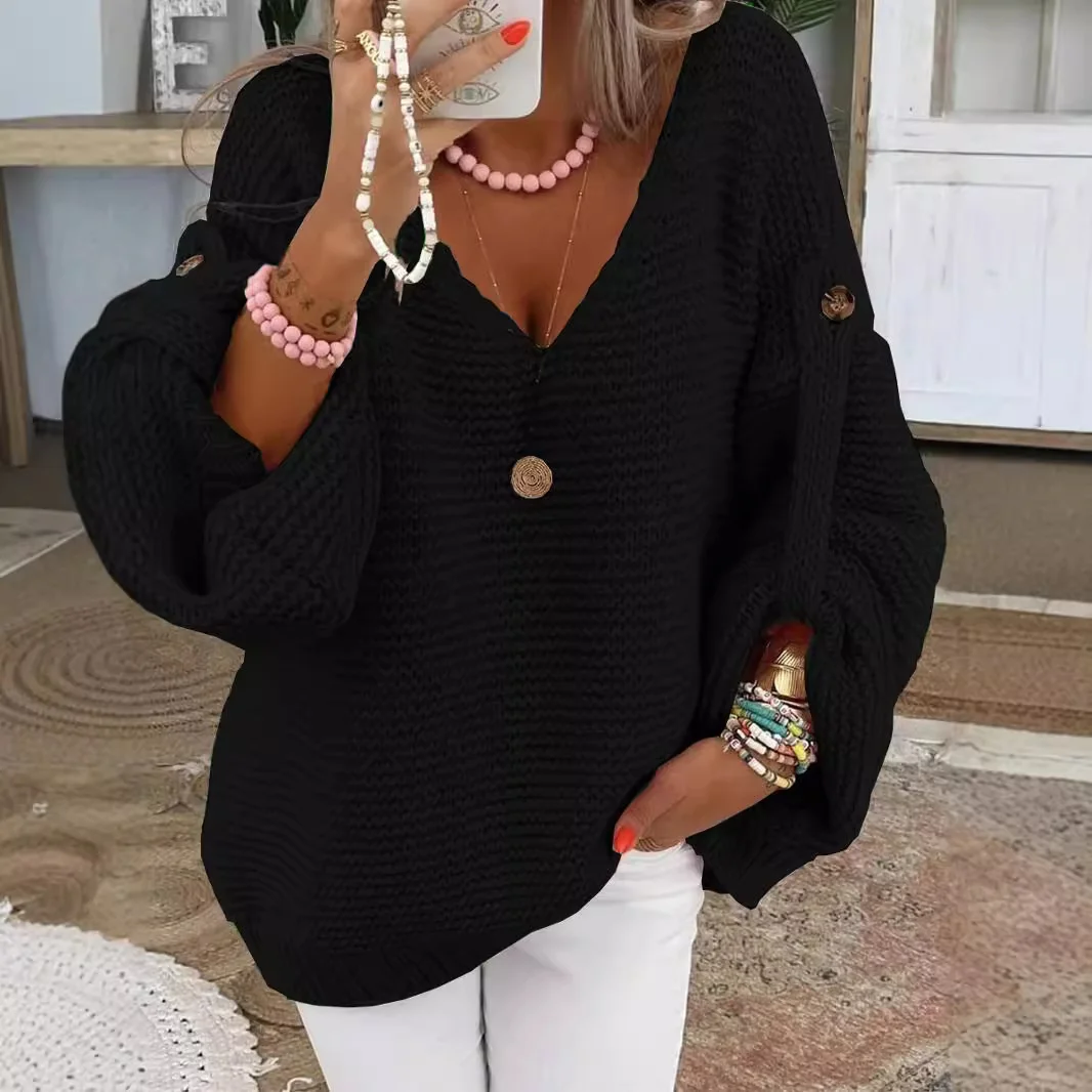 Brownm Brownm New Women's Really Jumper Long Sleeve Women's Jacket Autumn Dong Long Sleeve V Neck Sweater