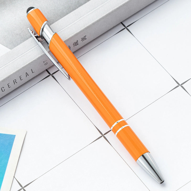 Factory Metal Pressing Pen Meji Capacitor Ballpoint Pen Aluminum Rod Spray Glue Gift Pen Touchscreen Stylus Printing Logo