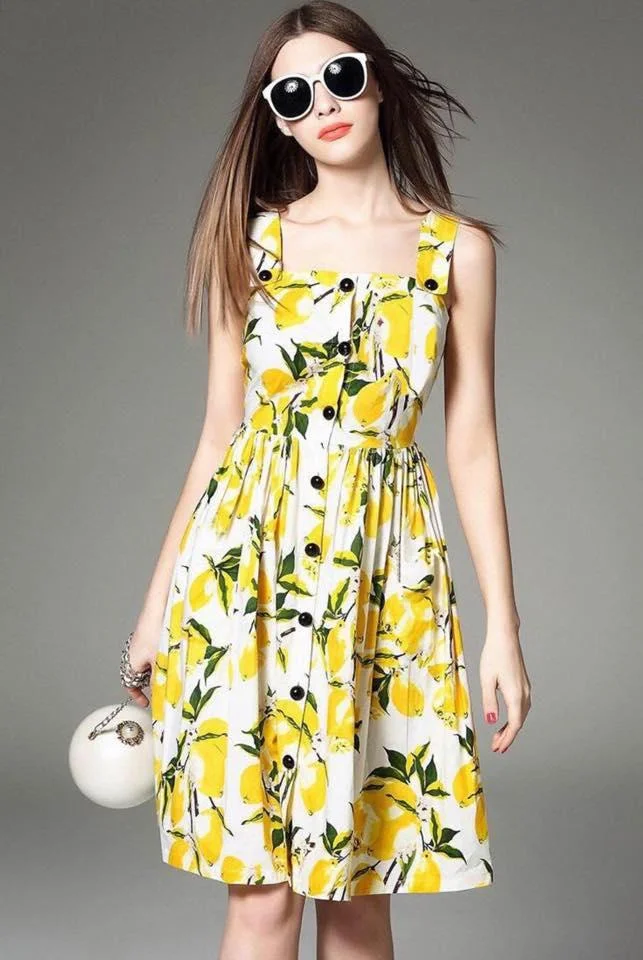 Fresh Lemon Pattern Dress