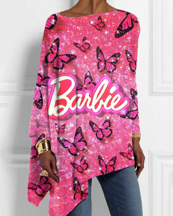 Beautiful Butterfly Barbie Irregular Top
