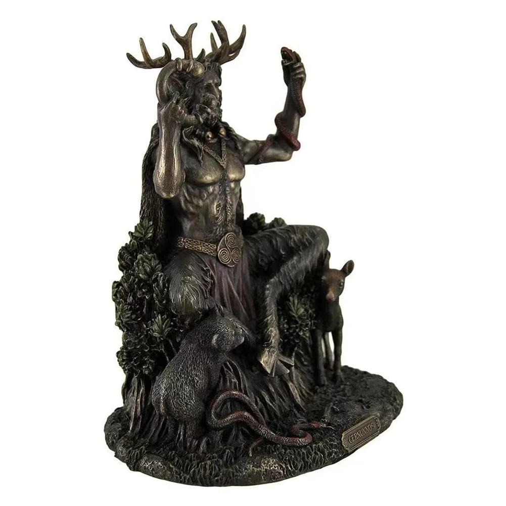 Resin Cernunnos Horned Animal God Statue Figurine Garden Home God Sculpture