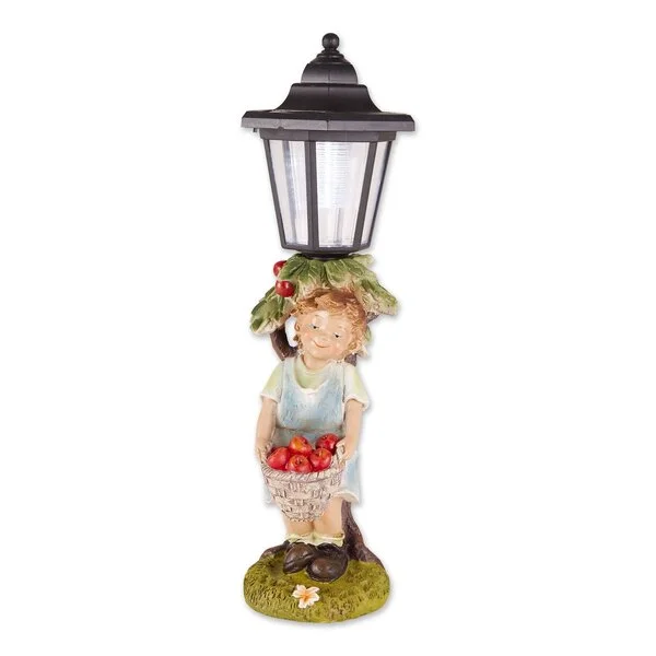 Accent Plus Child with Apple Basket Solar Garden Light