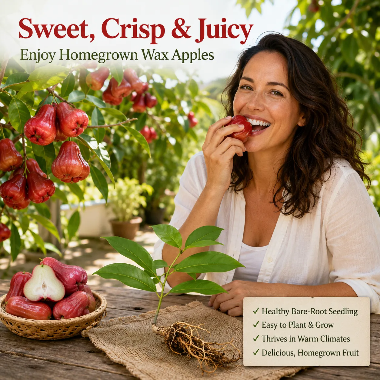 Sweet crisp and juicy homegrown wax apples