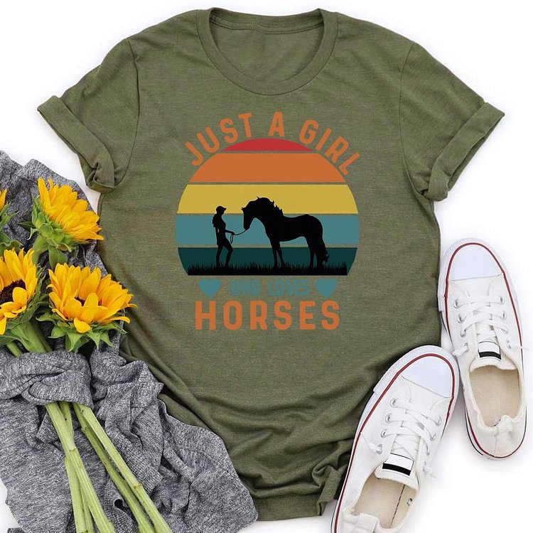 ANB - Just a girl who love horses Village LifeRetro Tee -05769