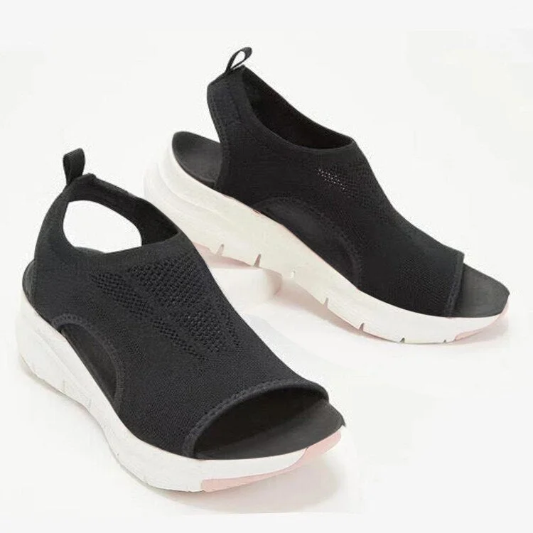 Women Summer Mesh Casual Sandals Ladies Wedges Outdoor Shallow Platform Shoes Female Open Toe Slip-On Light Comfort Shoes