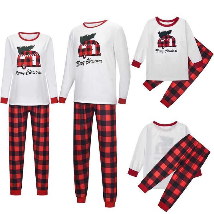 Christmas Truck with Tree Plaids Family Matching Pajamas Set