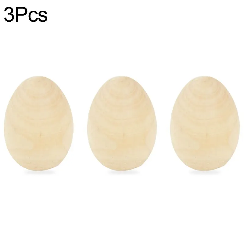 3/5pcs Natural Wooden Simulation Eggs Unfinished Wood Painted Egg DIY Craft Educational Kids Toy Gift Easter Decoration for Home