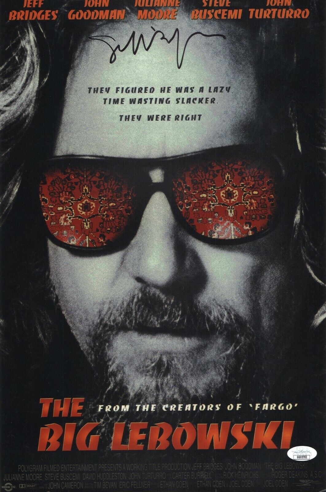 JEFF BRIDGES Authentic Hand-Signed THE DUDE - Big Lebowski