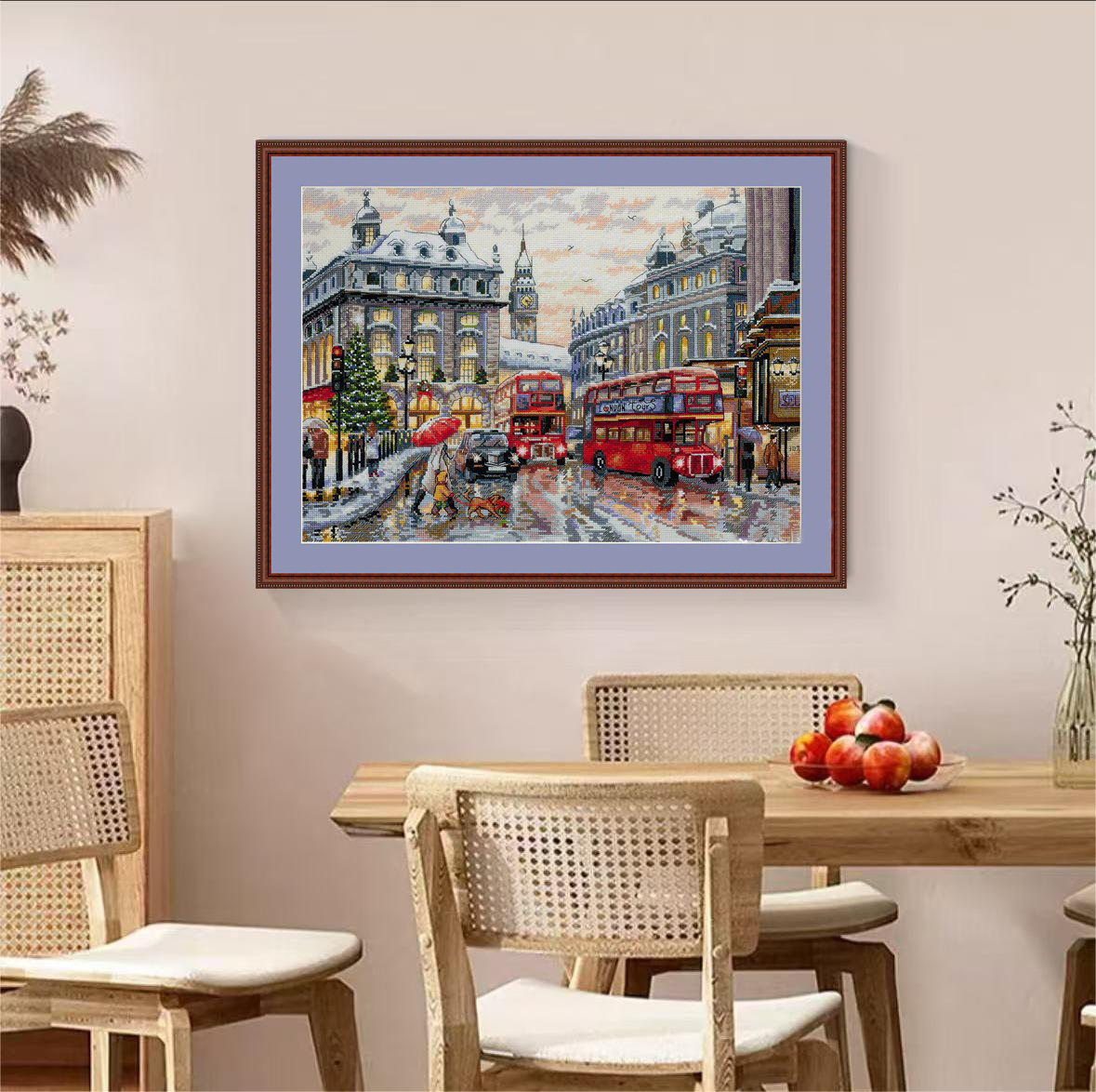 1set DIY Printed Cross Stitch Kit, 【CC2154-Street bus】aida cross stitch Painting Fairy Cross Stitch