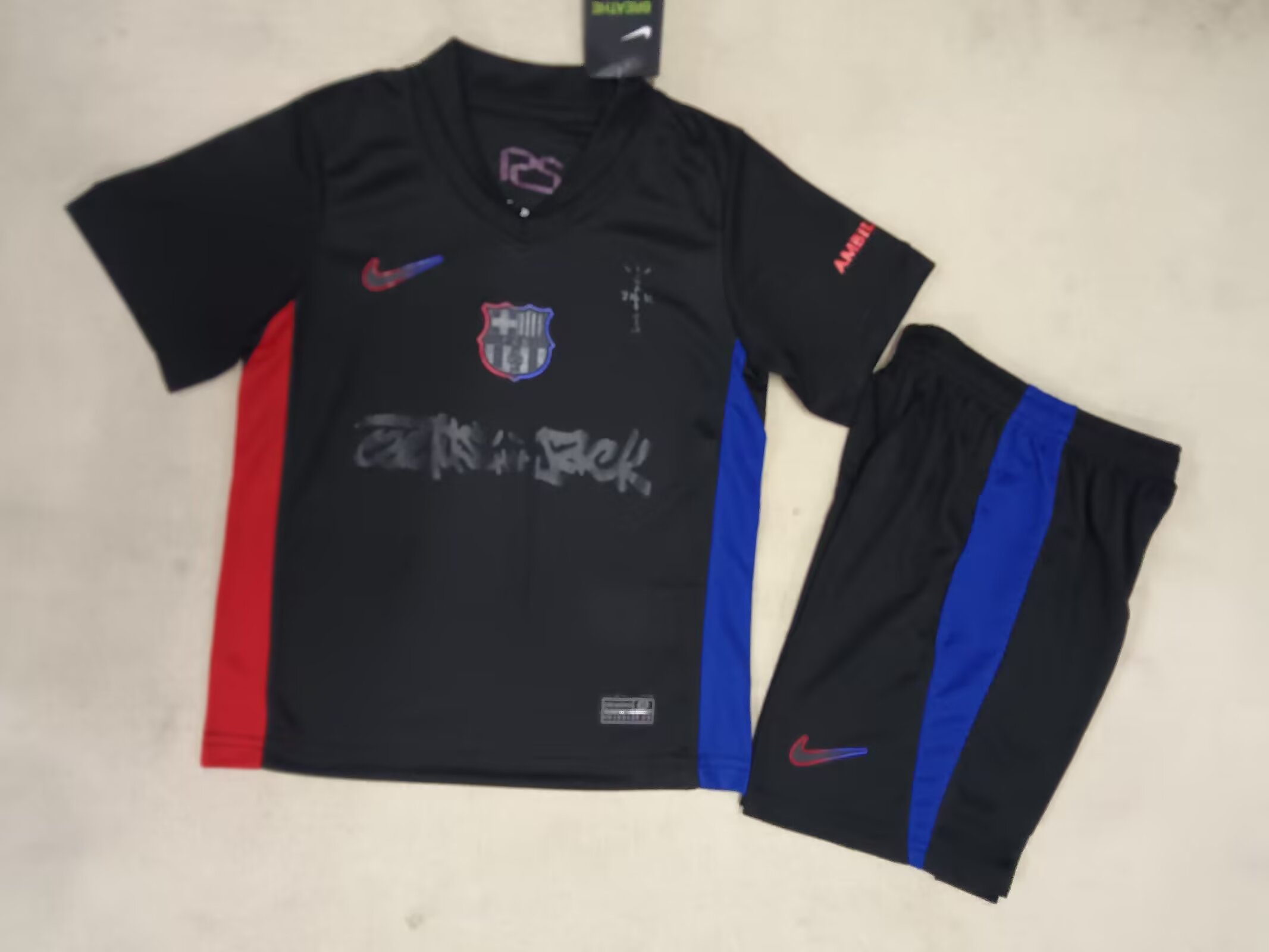 24/25 Barcelona Away Sponsor Kids Kit Football Jersey Thai Quality