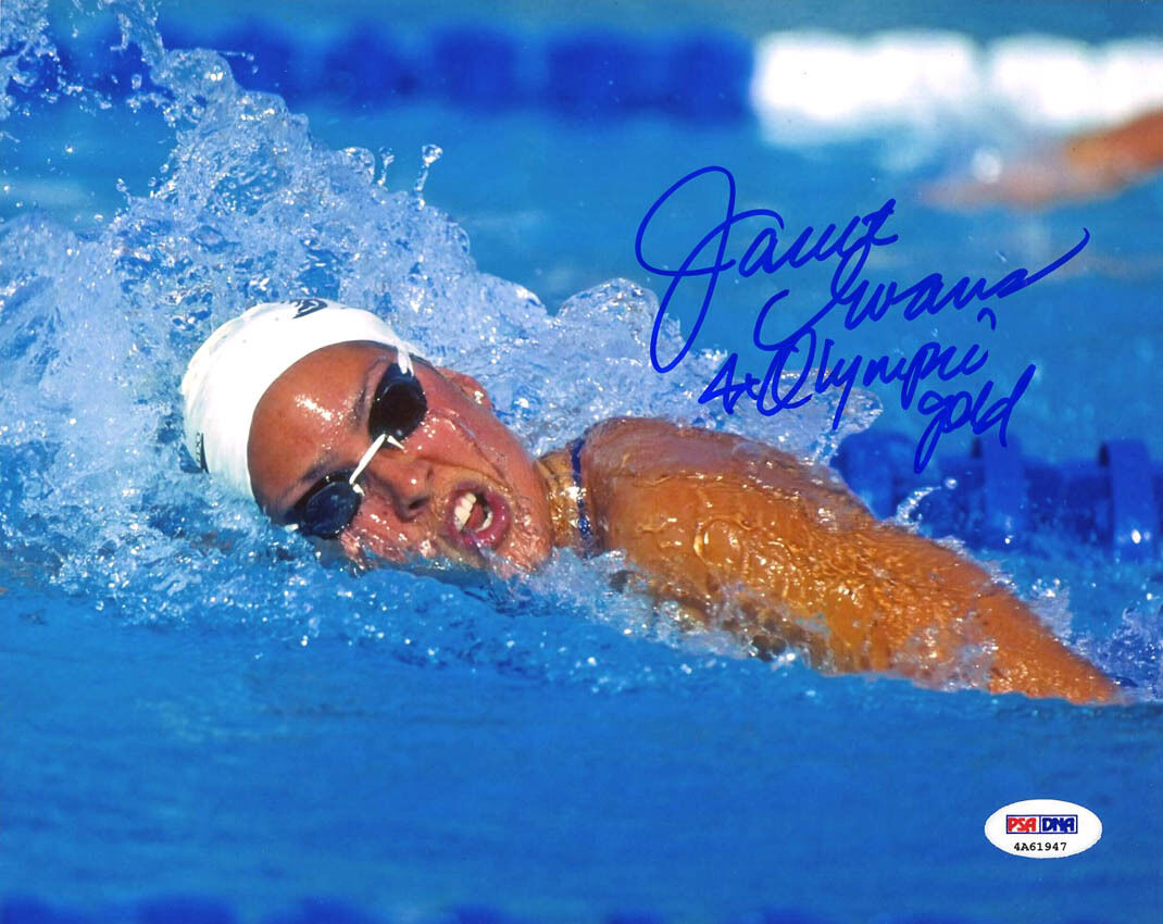 Janet Evans SIGNED 8x10 Photo Poster painting + 4 x Olympic Gold Swimmer ITP PSA/DNA AUTOGRAPHED