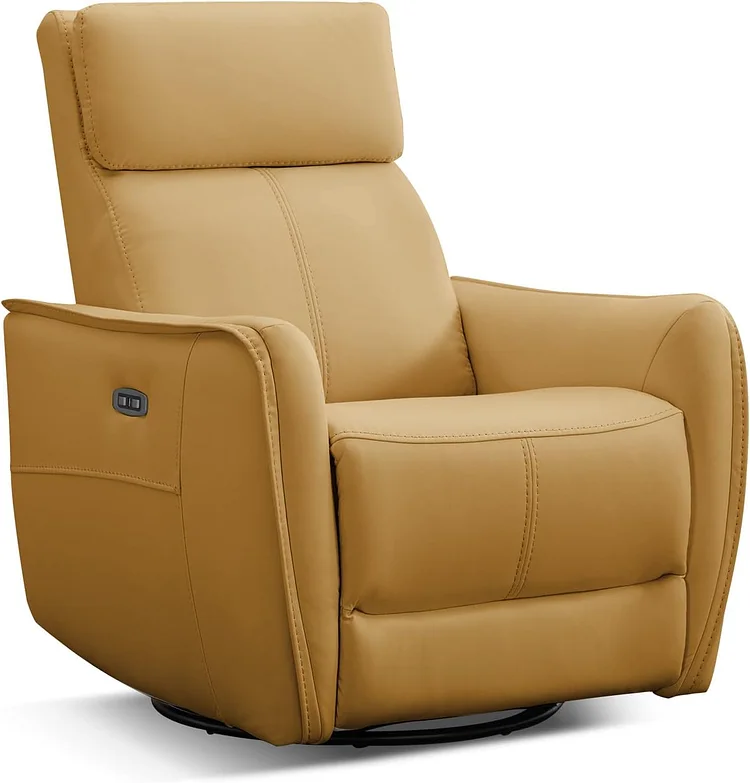 Bestier 32.3 in. Yellow Faux leather Power Rocker Recliner Chair with USB Port Swivel Glider Recliners with High back