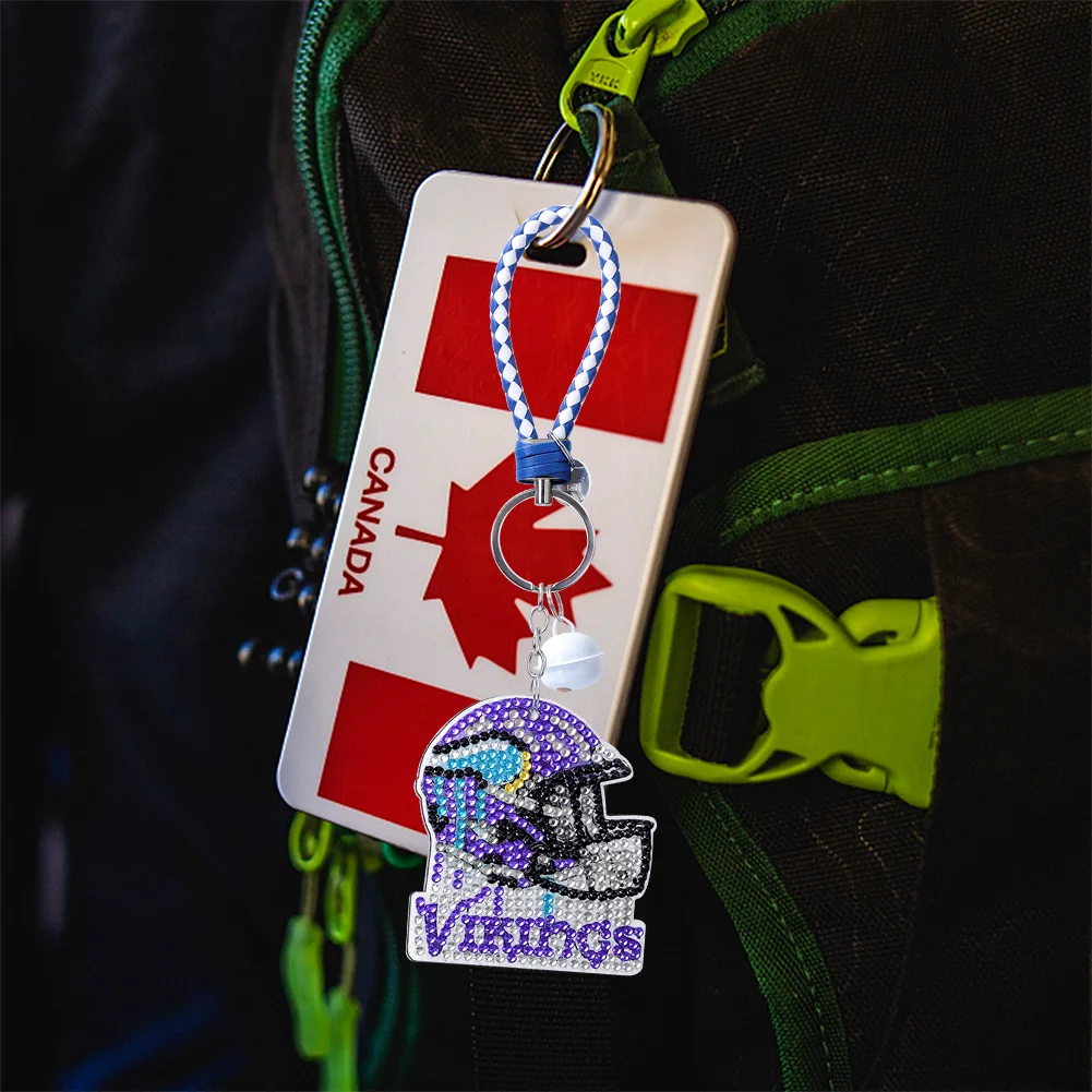 Minnesota Vikings DIY Diamond Art Keychains Craft Rugby Team Badge Hanging Ornament(Double Sided)