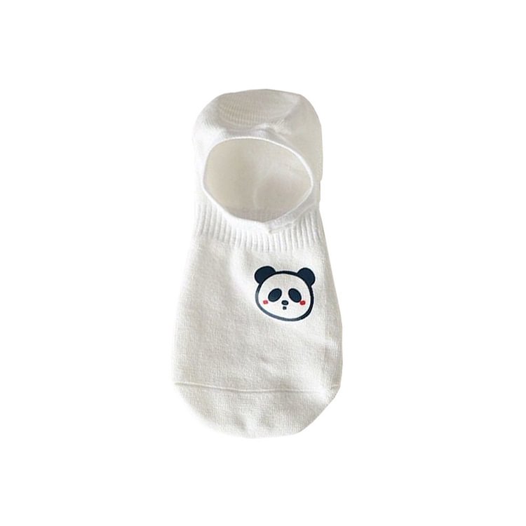 Bear White Socks Shallow Mouth Invisible Non-Slip Do Not Take Off The Heel Spring And Summer Thin Cute Socks