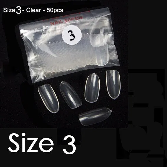 50pcs/bag Sold by separate size 10 sizes available size 0 1 2 3 4 5 6 7 8 9 false oval fake nail tips YW30-YW39-Nail Inspo