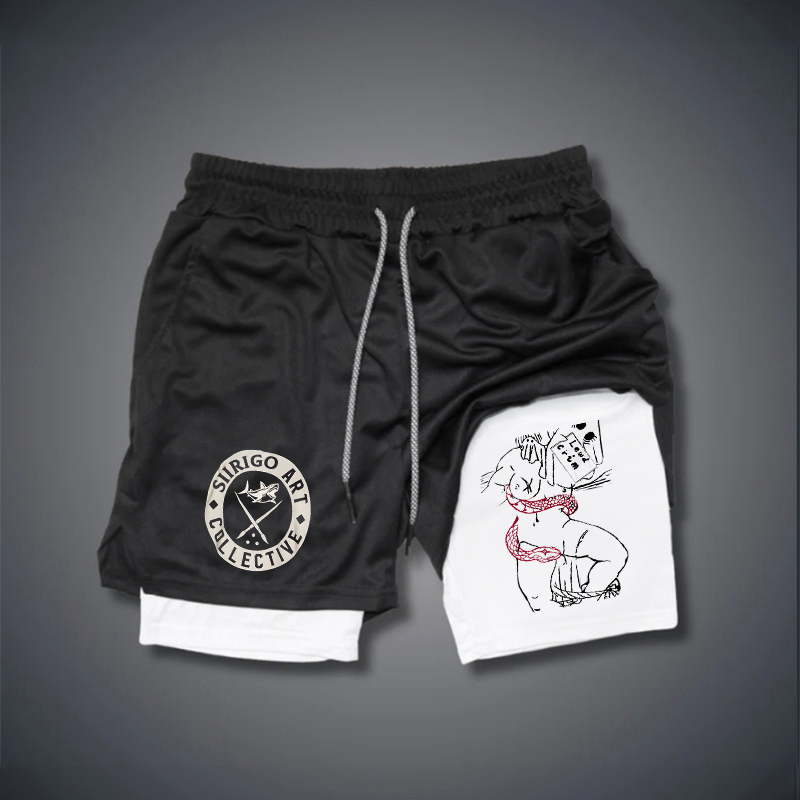 LEWD CRIME Graphic Print GYM PERFORMANCE SHORTS