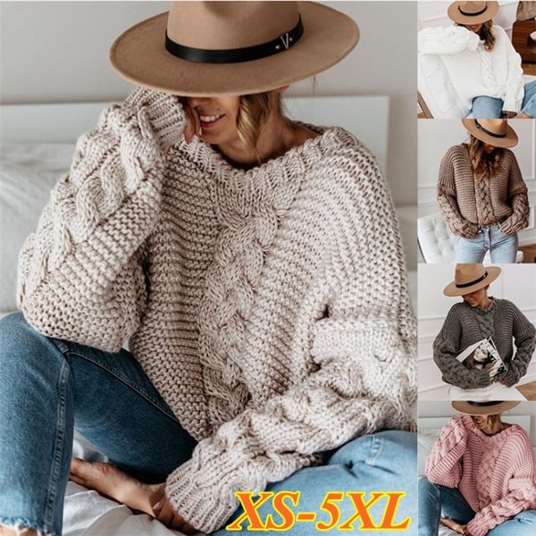 2022 New Autumn and Winter Knitted Sweater for Women Long Sleeve Thicken Pullovers Plus Size XS-5XL - Shop Trendy Women's Fashion | TeeYours