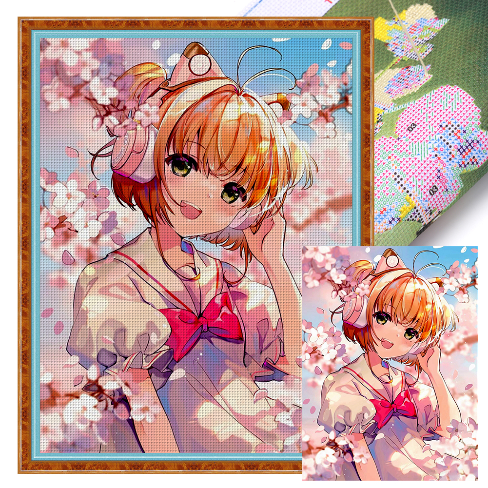 Cartoon Girl Full 11CT Pre-stamped Canvas(50*65cm) Cross Stitch