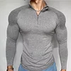 Men's Half Zip Sports Slim Sleek Muscle-Fit Vibe Long Sleeve T-shirts by Inlyline