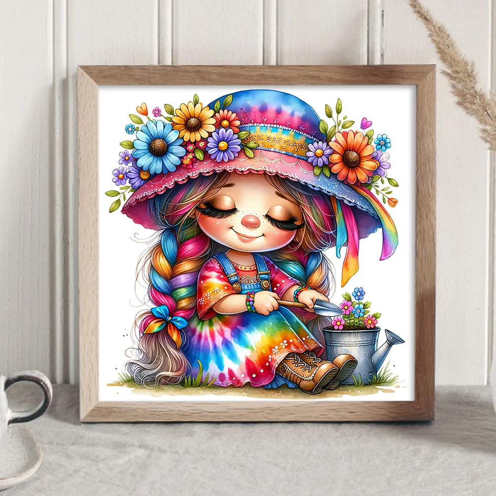 Full Round Diamond Painting 30*30cm - Gardening Girl